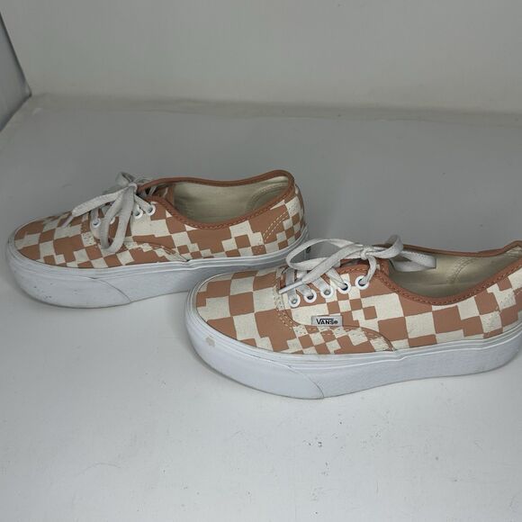 Vans Authentic Pixel Checkerboard Peach Cream Sneakers Mens 6.5 Womens 8 main image 5